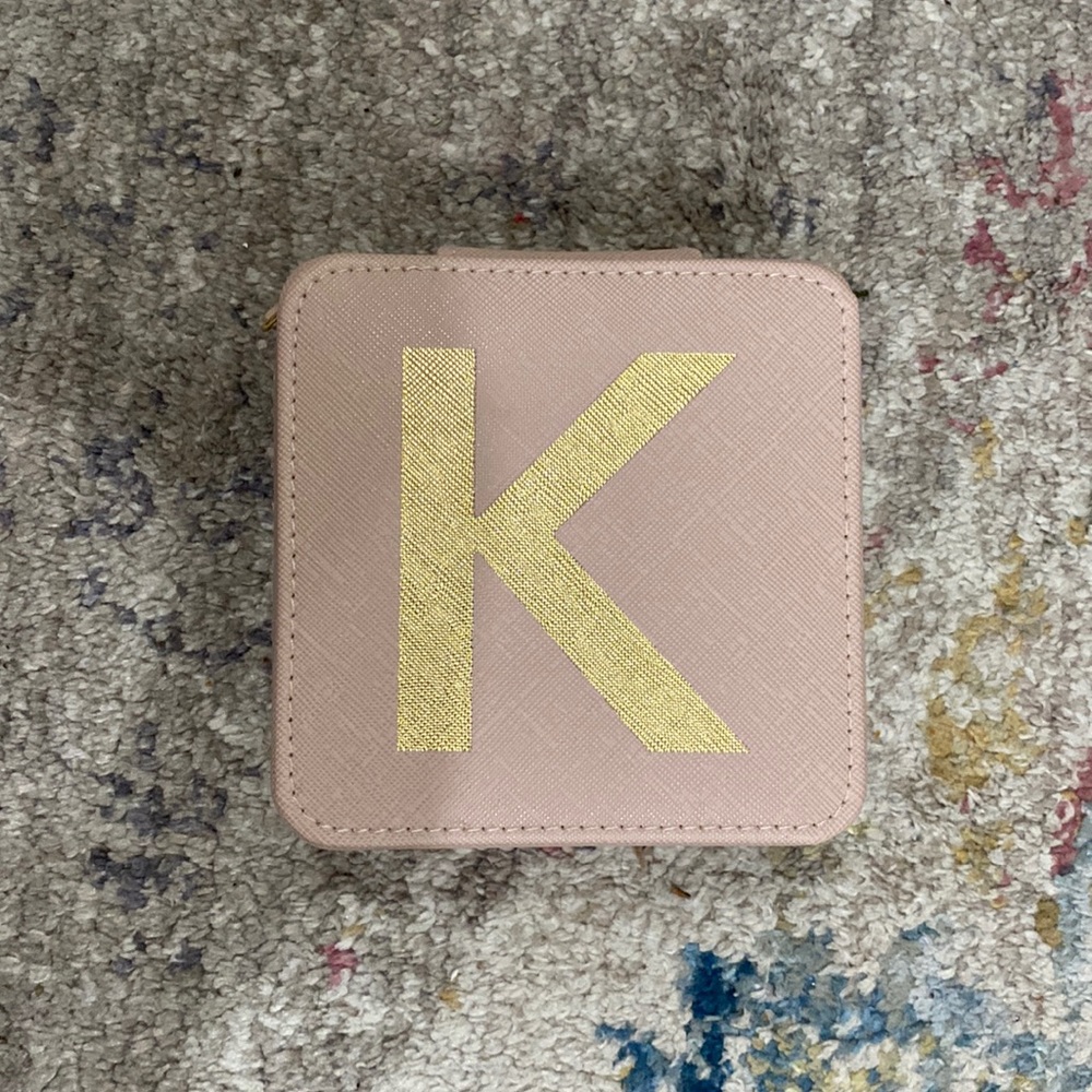 Initial Zipper Square Jewelry Box
